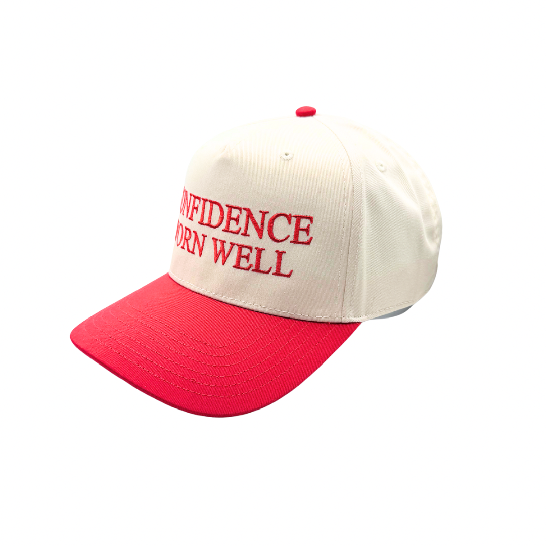 Confidence Worn Well Embroidered Cap — Red