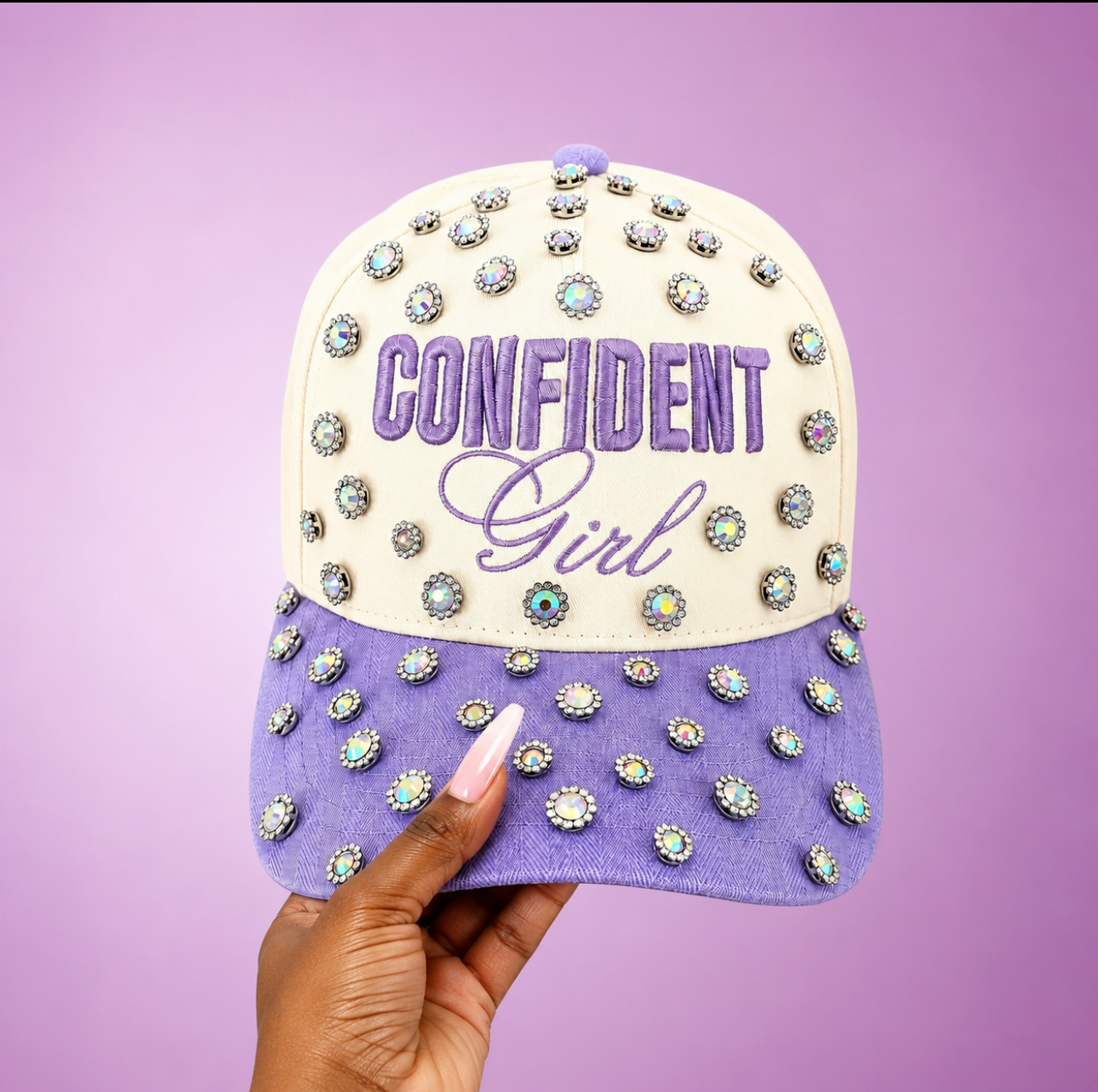 Bling Confident Girl Cap – Purple