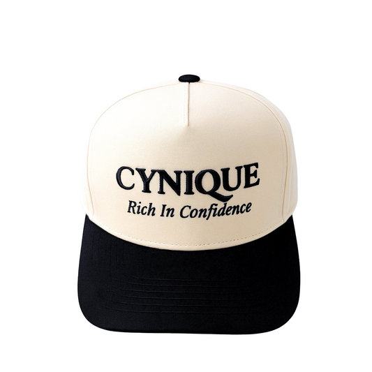 CYNIQUE “Rich In Confidence” Cap — Cream & Black