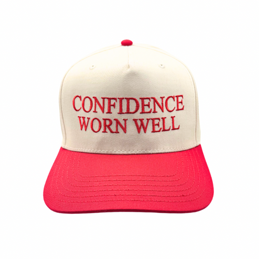 Confidence Worn Well Embroidered Cap — Red